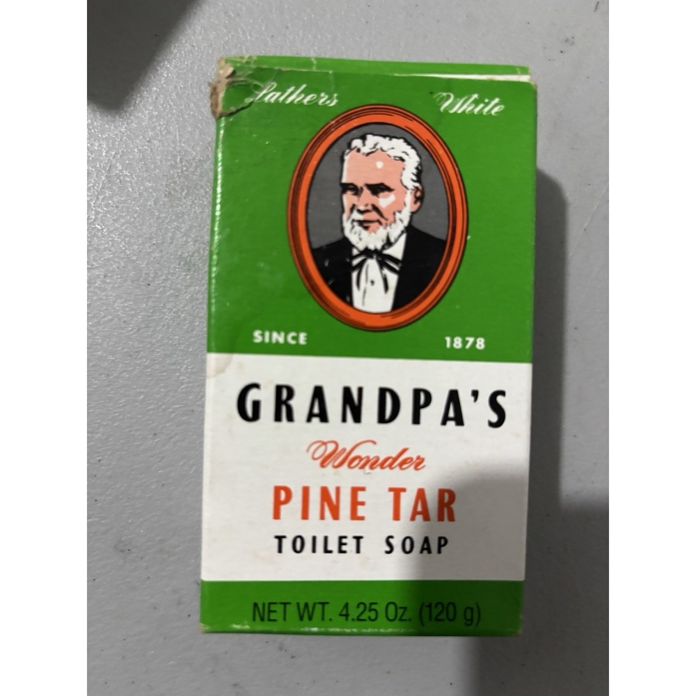 Vintage Grandpas Wonder Pine Tar Toilet Soap Bar 4.25oz Lot Of 3 Made in USA New